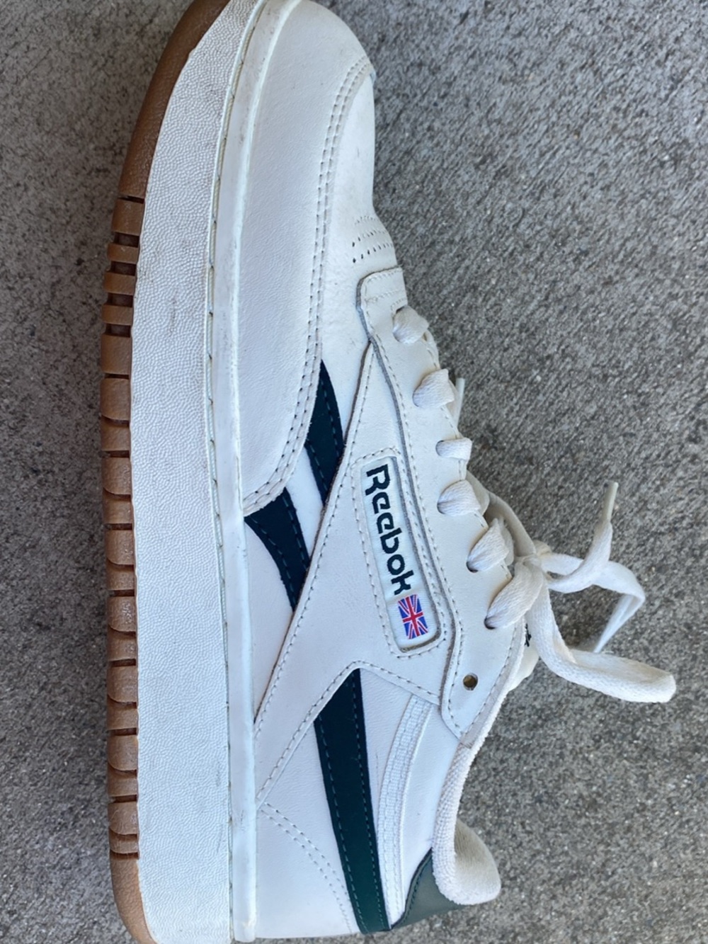 Reebok White Sneakers with Navy Accents and Gum Sole